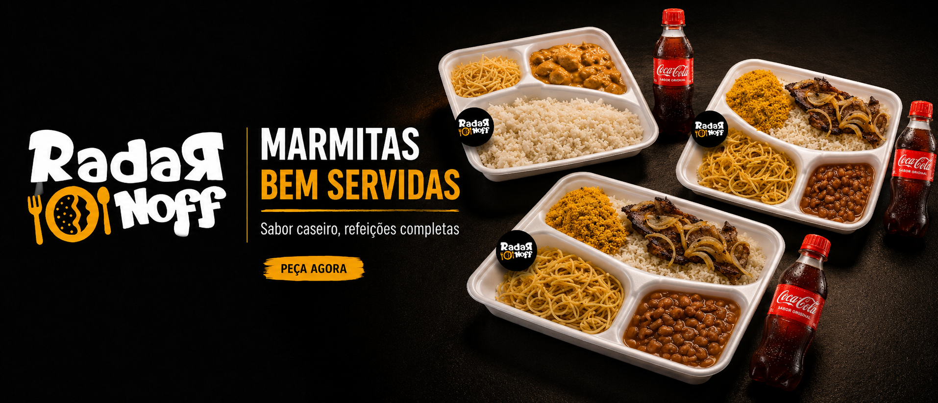 Restaurante em Ceilândia DF Radar Noff com marmitas, almoço e estrogonofe